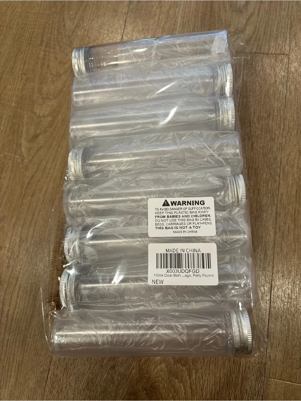 Clear Plastic Test Tube Favor Bottles with Silver Caps - Pack of 10